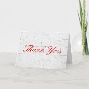 Carte de voeux Merci rouge Script gris mural briqu