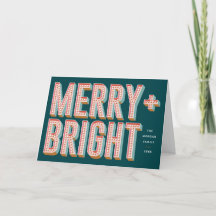 Carte de voeux Merry + Bright Marquee - Turquoise