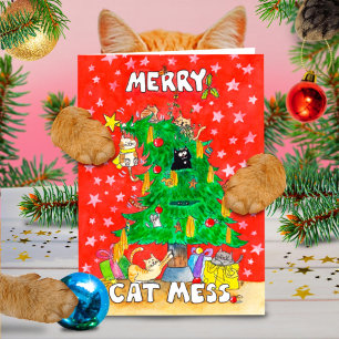Carte de voeux Merry Cat Mess par Nicole Janes