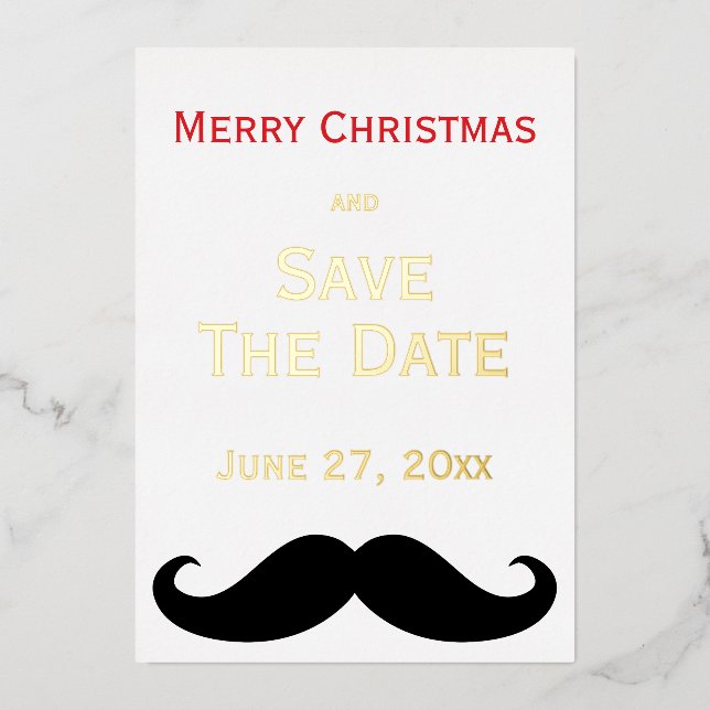 Carte de vœux Merry Christmas avec moustache en fe (Recto)
