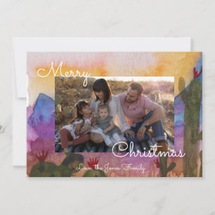 Carte de voeux Merry Christmas Desert Watercolor