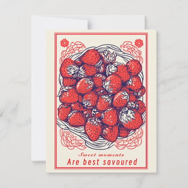 Carte de voeux mignon Moments sucrés fraise (Devant)