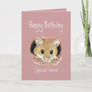 Carte de voeux mignonne de souris d'anniversaire
