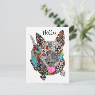 Carte de vœux mignonne et colorée Pitbull