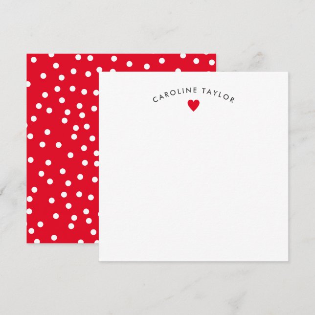 Carte de vœux mignonne et féminine à cœur rouge vi (Devant / Derrière)