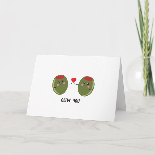 Carte de vœux mignonne 'Je t'olive' (Devant)