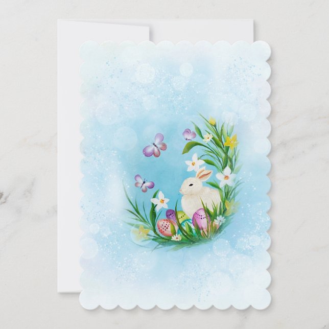 Carte de voeux mignonne lapin de Pâques ' (Devant)