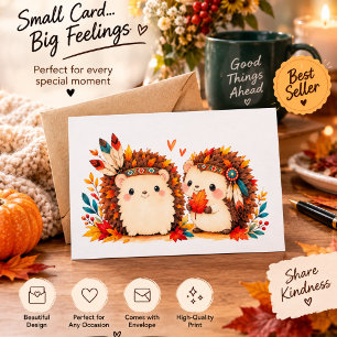 Carte de vœux mignonne pour hérisson d'automne – W