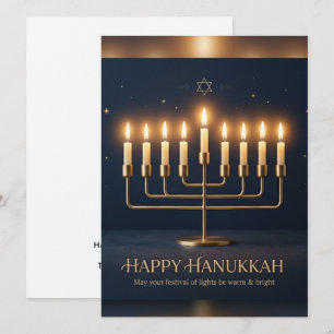 Carte de vœux minimale élégante Joyeux Hanouka -