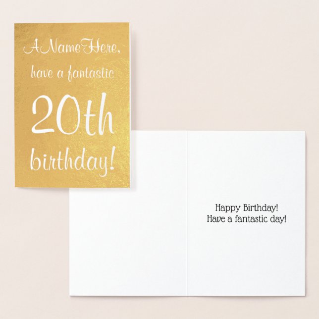 Carte de voeux minimale Gold Foil 20e anniversaire (Affichage)