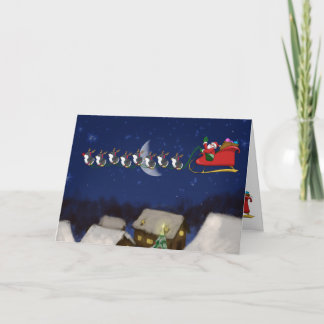 Carte de voeux minuscule de huit pingouins