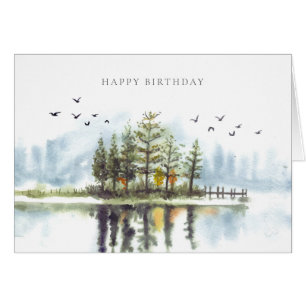 Carte de voeux Mirror Lake Woodland Forest Mountai