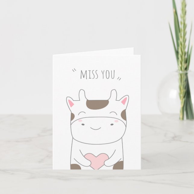 Carte de voeux Miss Cute Cow Love (Devant)