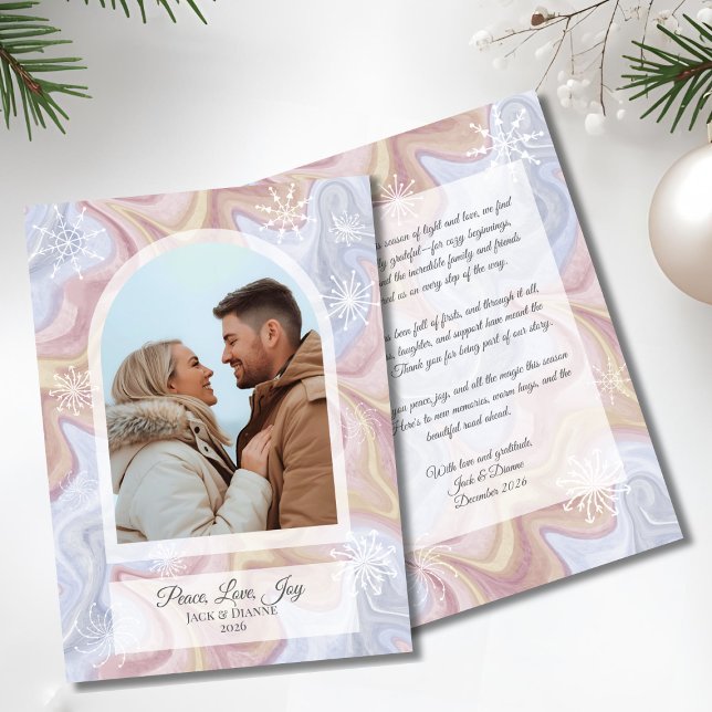 Carte de voeux moderne Boho Arch Blue Holiday (Modern Arch Photo Holiday Card)