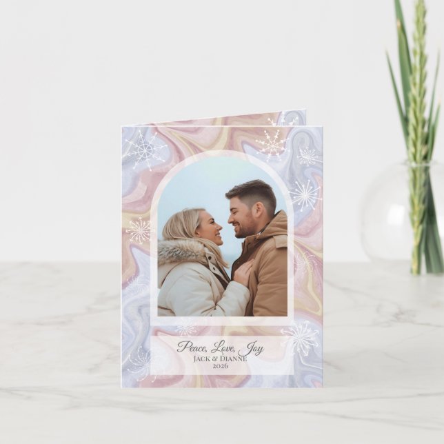 Carte de voeux moderne Boho Arch Blue Holiday (Devant)