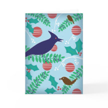 Carte de vœux moderne de fête Joyeux avec un geai 