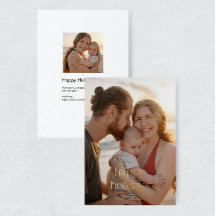 Carte de vœux Moderne Luxe avec Photo et Feuille d
