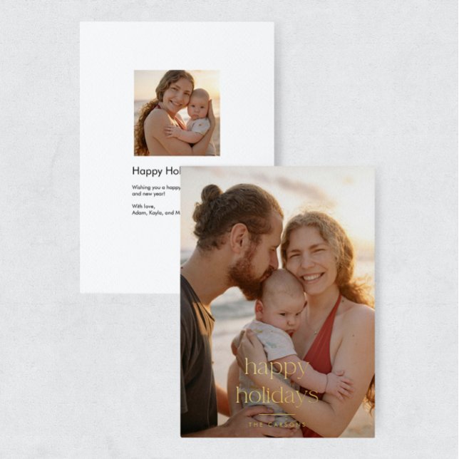 Carte de vœux Moderne Luxe avec Photo et Feuille d (Créateur téléchargé)