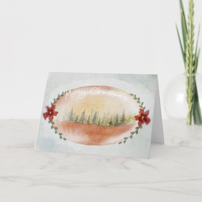 Carte de vœux moderne pour Noël avec aquarelle (Devant)