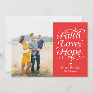Carte de vœux modifiable COULEUR Faith Love Hope p