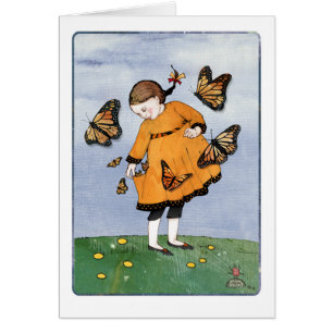 Carte de voeux Monarch Butterfly Girl