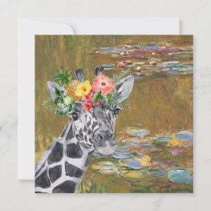 Carte de vœux Monet Étang aux Nymphéas et Girafe