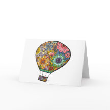 Carte de vœux Montgolfière florale