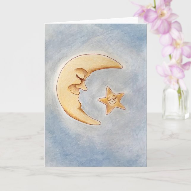 Carte de voeux Moon et Star (Orchidée)
