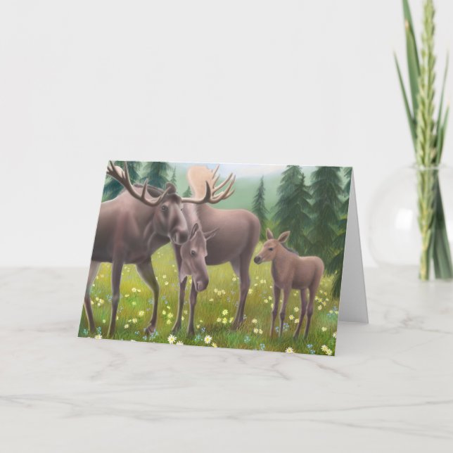 Carte de voeux Moose Family (Devant)