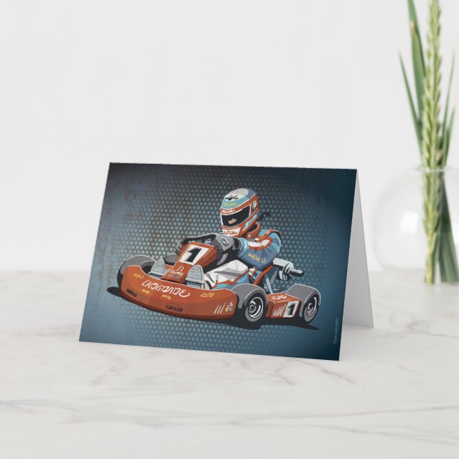 Carte de voeux Moteur Course Go-Kart Driver Grunge (Devant)