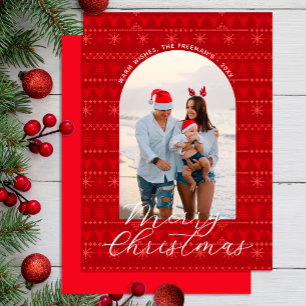 Carte de voeux Motif de Noël rouge nordique