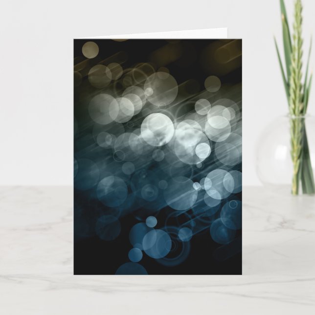 Carte de voeux Motif gris et bleu Bokeh (Devant)