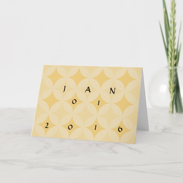 Carte de voeux - Motif kaléidoscopique en jaune (Devant)