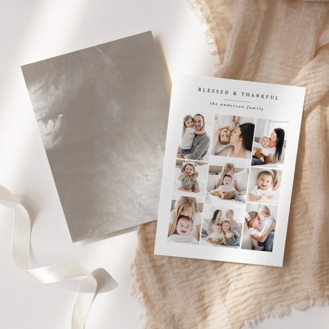 Carte de vœux multi-photo Blessed & Thankful (Créateur téléchargé)