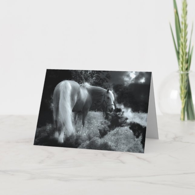 carte de voeux mystique à cheval de nuit (Devant)