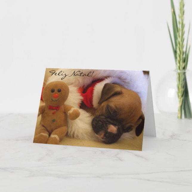 Carte de voeux natale de chiot de boxeur de Noël (Devant)