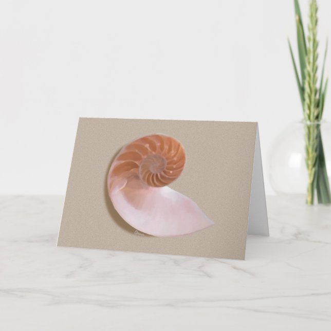 Carte de voeux Nautilus Shell sur le sable (Devant)