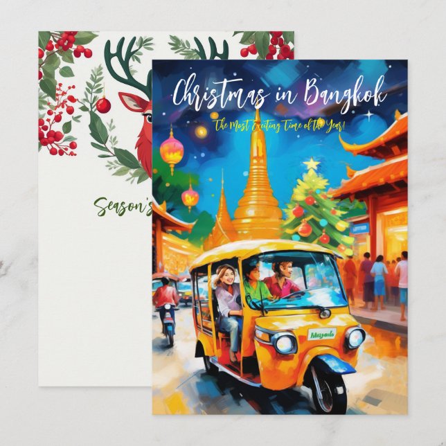 Carte de voeux "Noël à Bangkok" (Devant / Derrière)