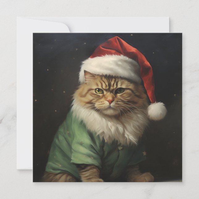 Carte de voeux Noël chat vacances (Devant)