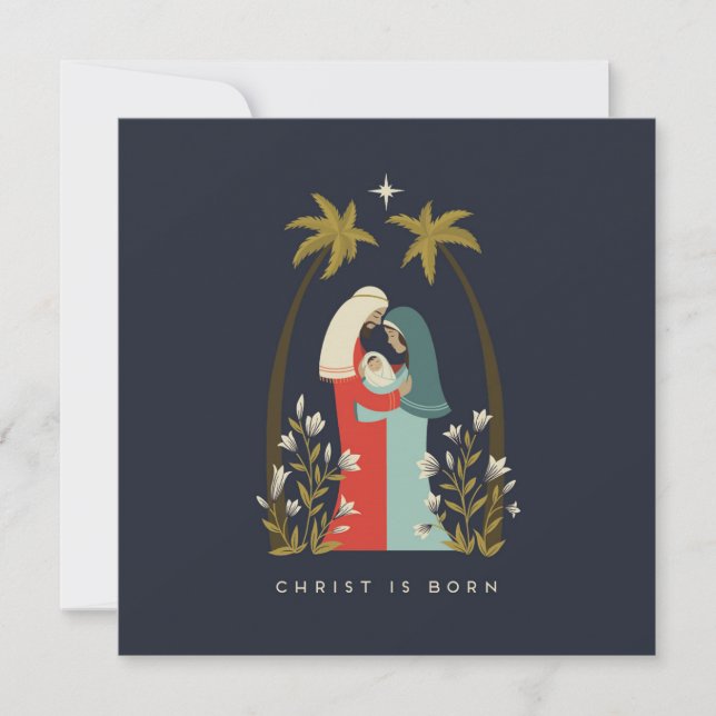 Carte de vœux Noël Christ est né (Devant)
