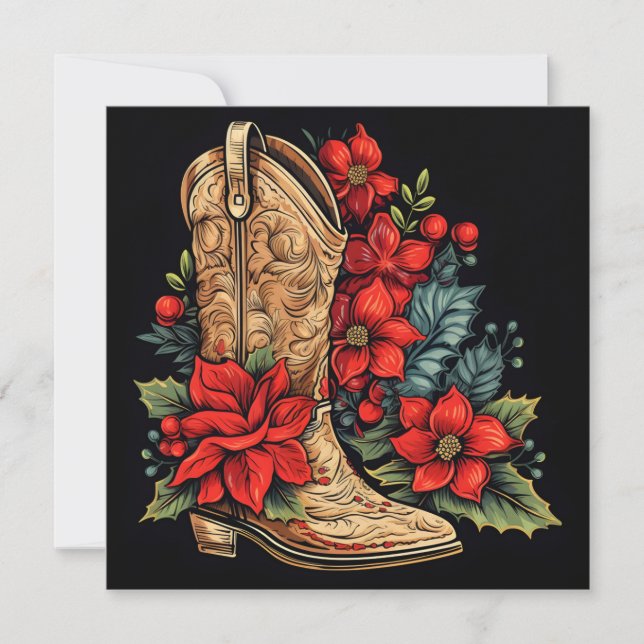 carte de voeux Noël cowboy boot holiday (Devant)