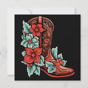 carte de voeux Noël cowboy boot holiday