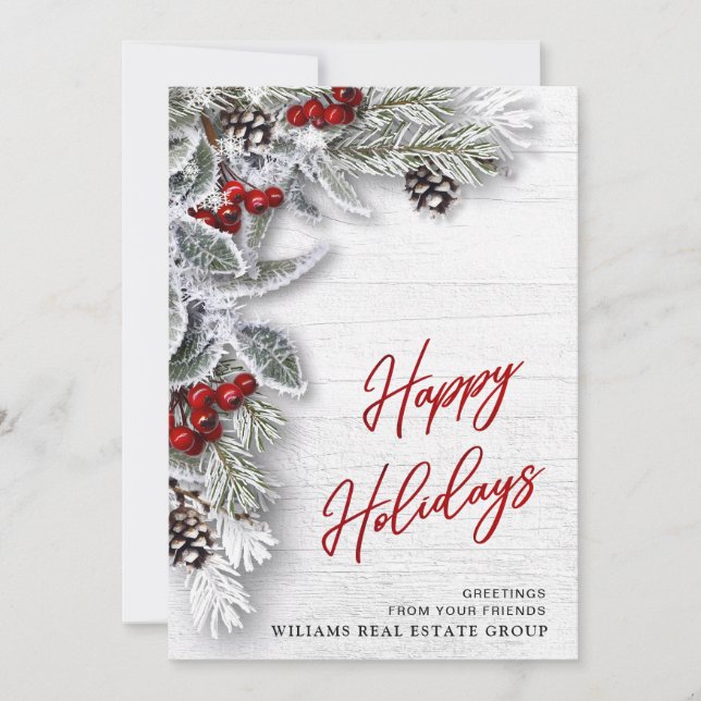 Carte de voeux Noël Holly Corporate Holiday (Devant)