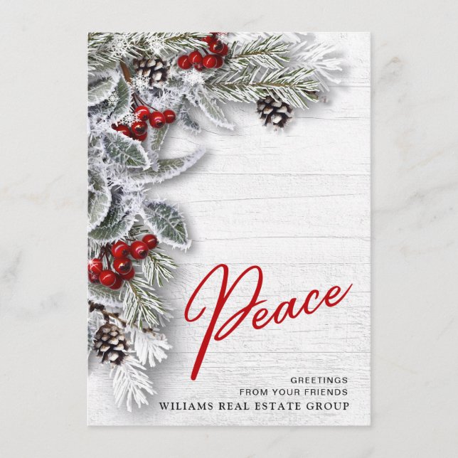 Carte de voeux Noël Holly Corporate Holiday (Devant)