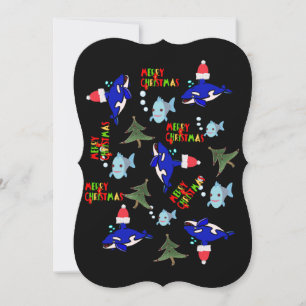 Carte de voeux Noël Joyeux vacances Plat Shark
