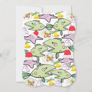 Carte de voeux Noël Joyeux vacances Plat Shark