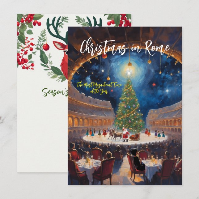 Carte de vœux 'Noël loin à Rome' (Devant / Derrière)