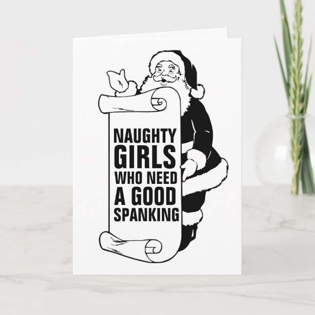Carte de vœux Noël PÈRE NOËL MÉCHANTE FILLE (Devant)