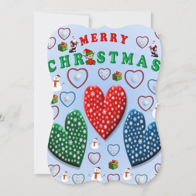 Carte de voeux Noël plat, Joyeux Noël (Devant)