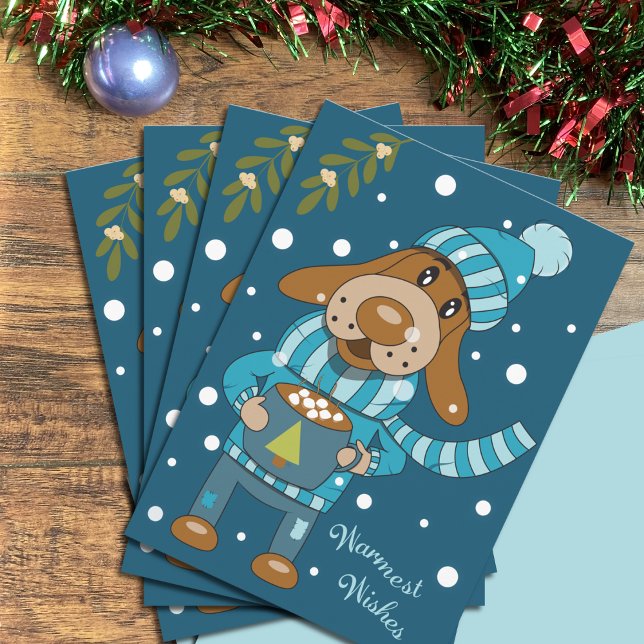 Carte de voeux Noël Pup Blue Holiday (Créateur téléchargé)